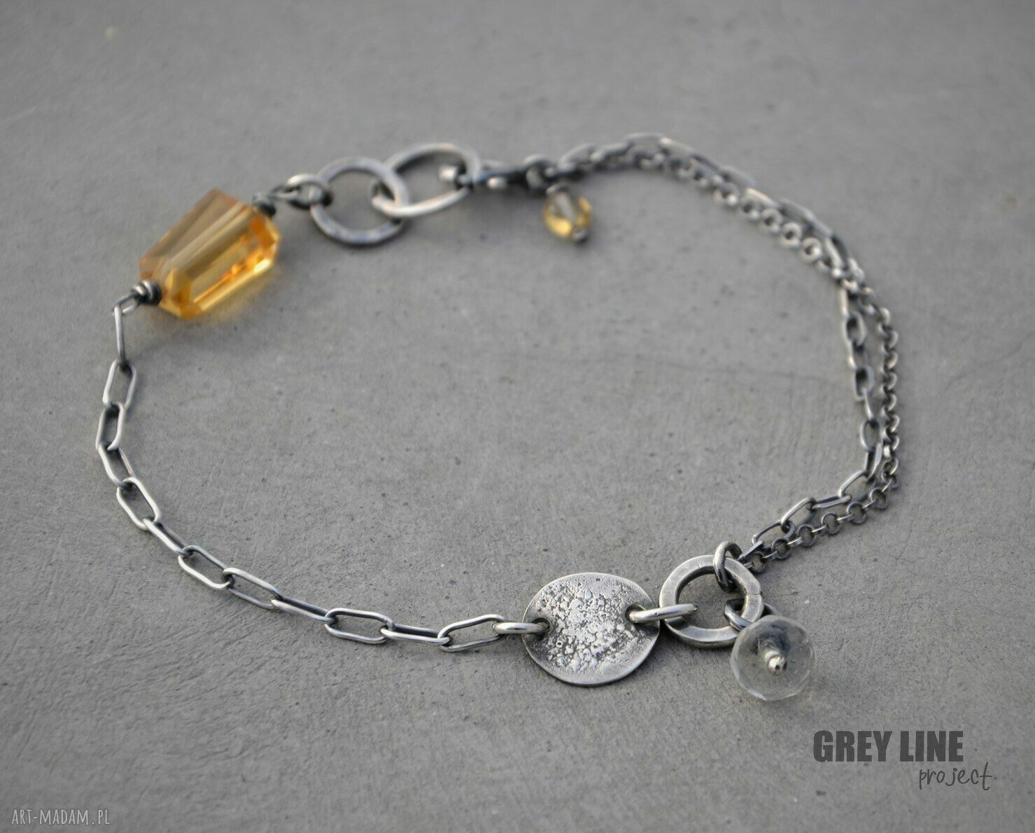 Bransoletka mini z cytrynem i srebra 925 - Grey Line project
