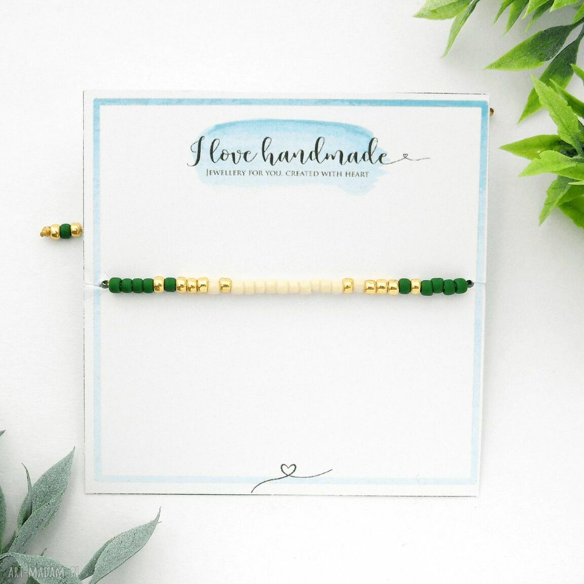 Delikatna bransoletka Minimal Autumn Green - regulowana i minimalistyczna