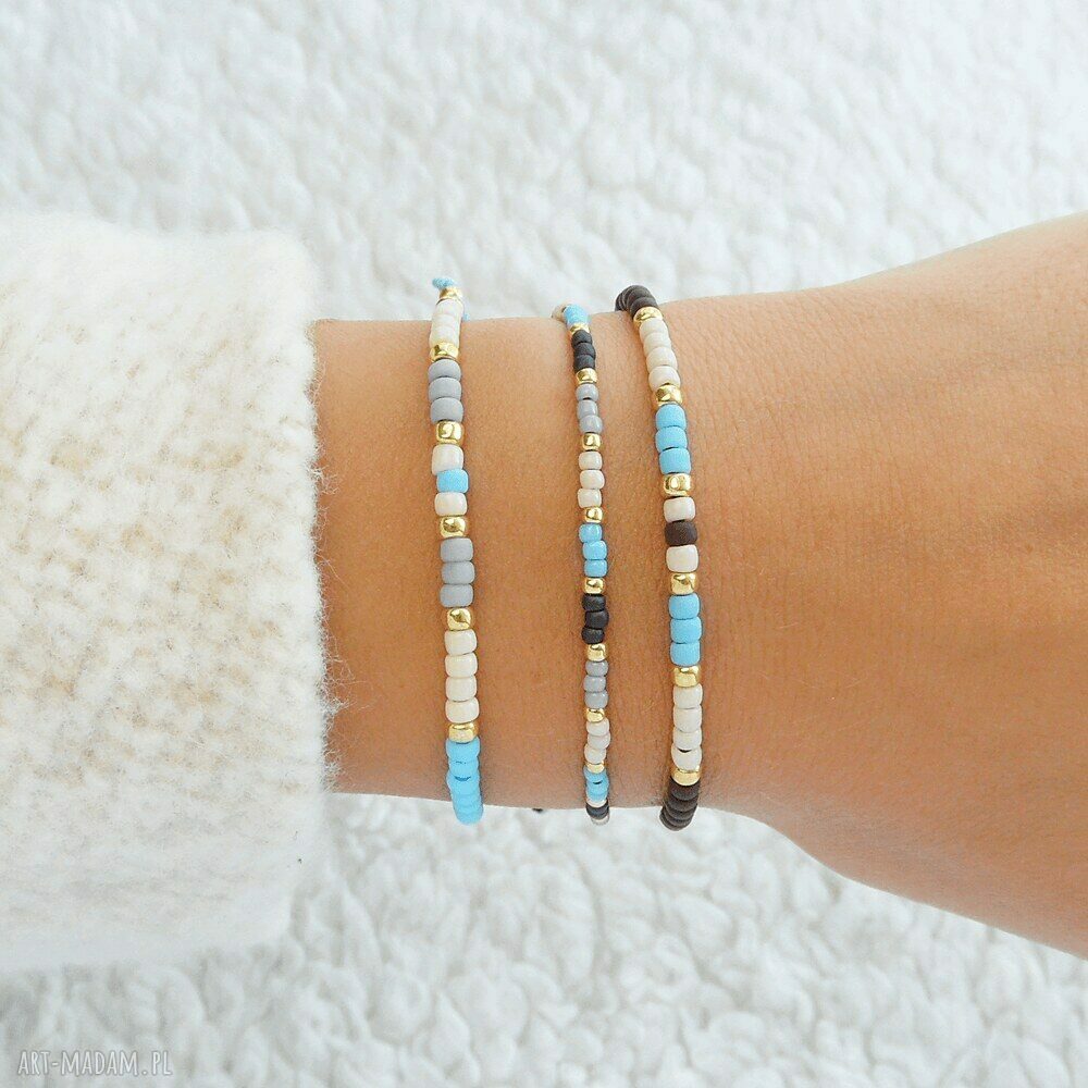 Bransoletka Minimal Autumn Blue - złota (regulowana)