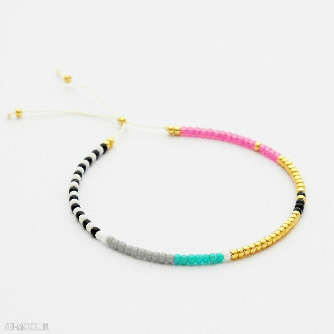 Bransoletka Minimal Dots Pink and Blue - delikatna, minimalistyczna biżuteria z koralików TOHO