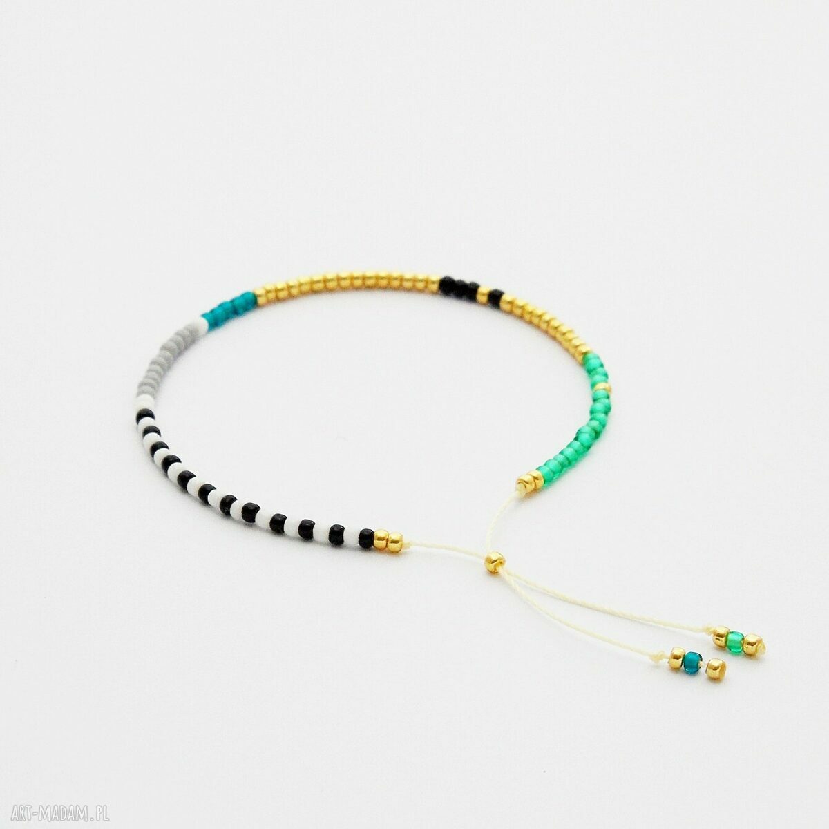 Bransoletka Minimal Dots Green and Blue - koralikowa, delikatna