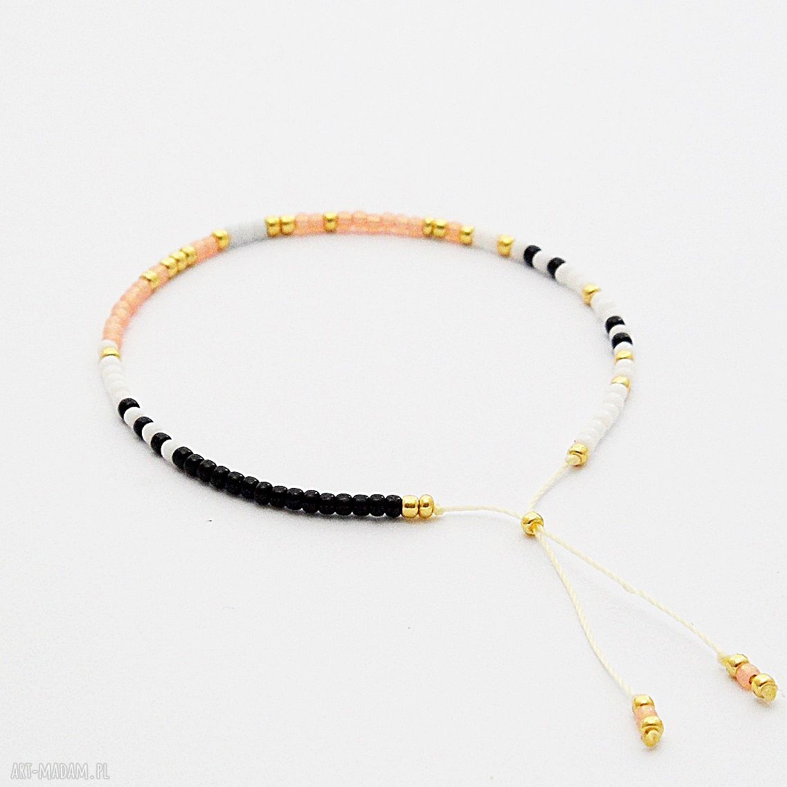 Bransoletka Minimal Dots - Peachy (koralikowa i regulowana)