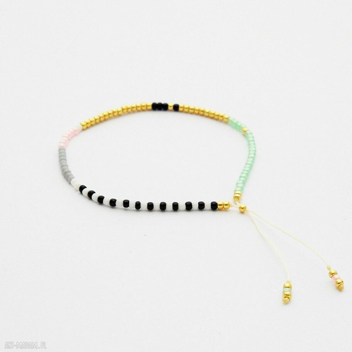 Bransoletka Minimal Dots - Mięta i Pudrowy Róż