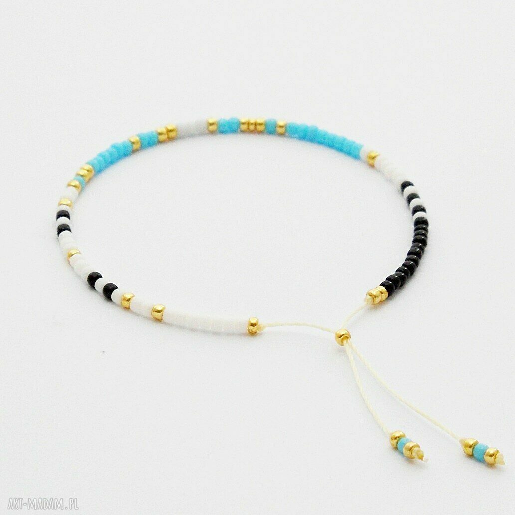 Bransoletka Minimal Dots - Light Blue - ręcznie robiona biżuteria koralikowa
