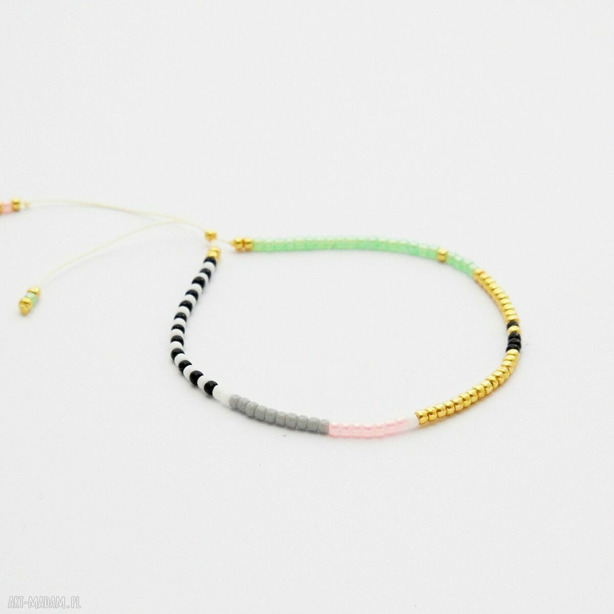 Bransoletka Minimal Dots - Mięta i Pudrowy Róż