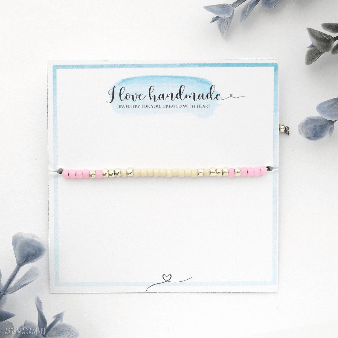 Bransoletka Minimal Autumn Pink - subtelna, regulowana, ręcznie robiona