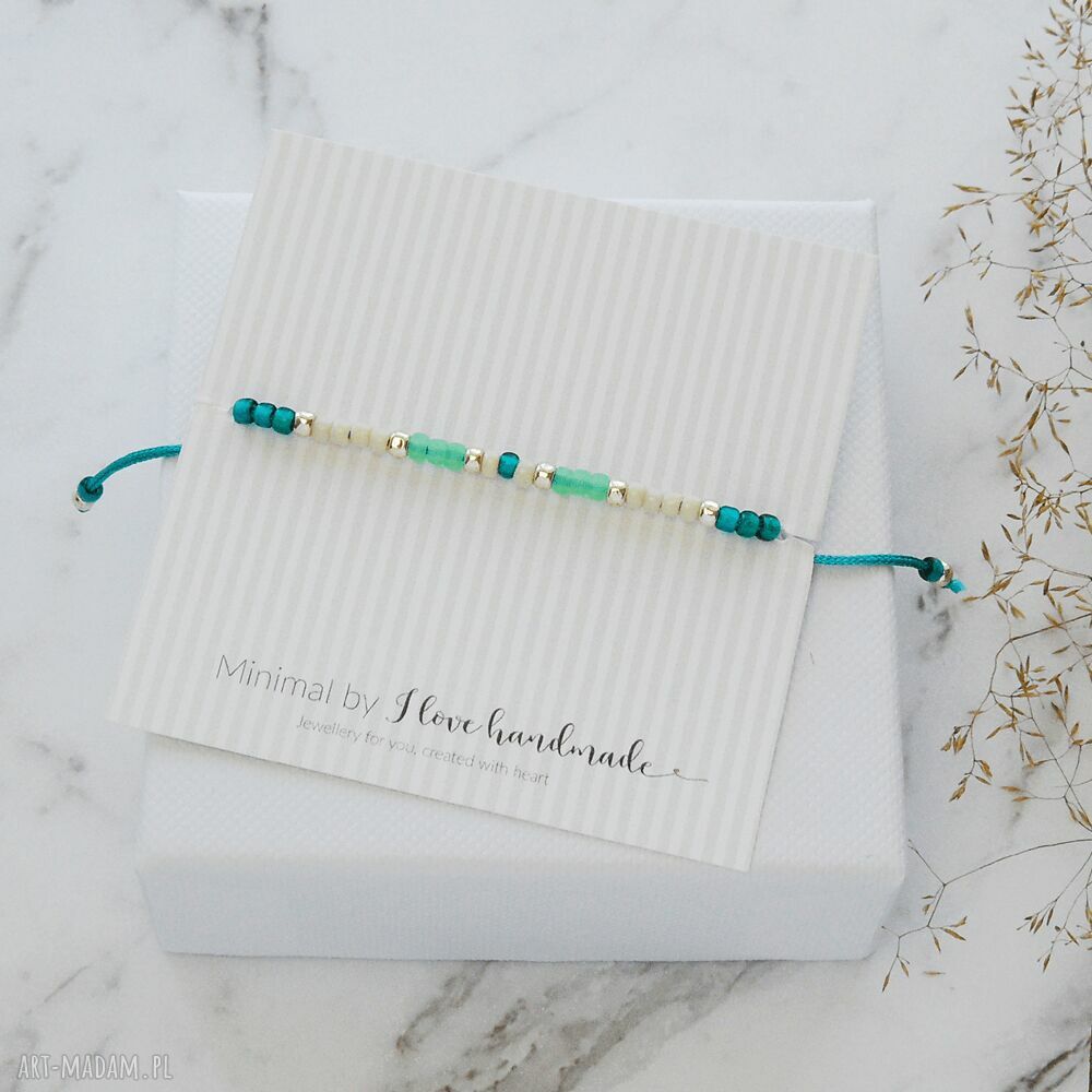 Bransoletka Minimal - Autumn Bootle Green - srebrna