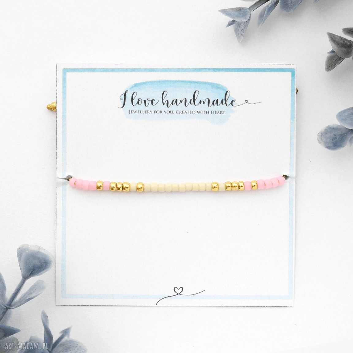 Bransoletka Minimal - Autumn Pink - delikatna, regulowana makrama
