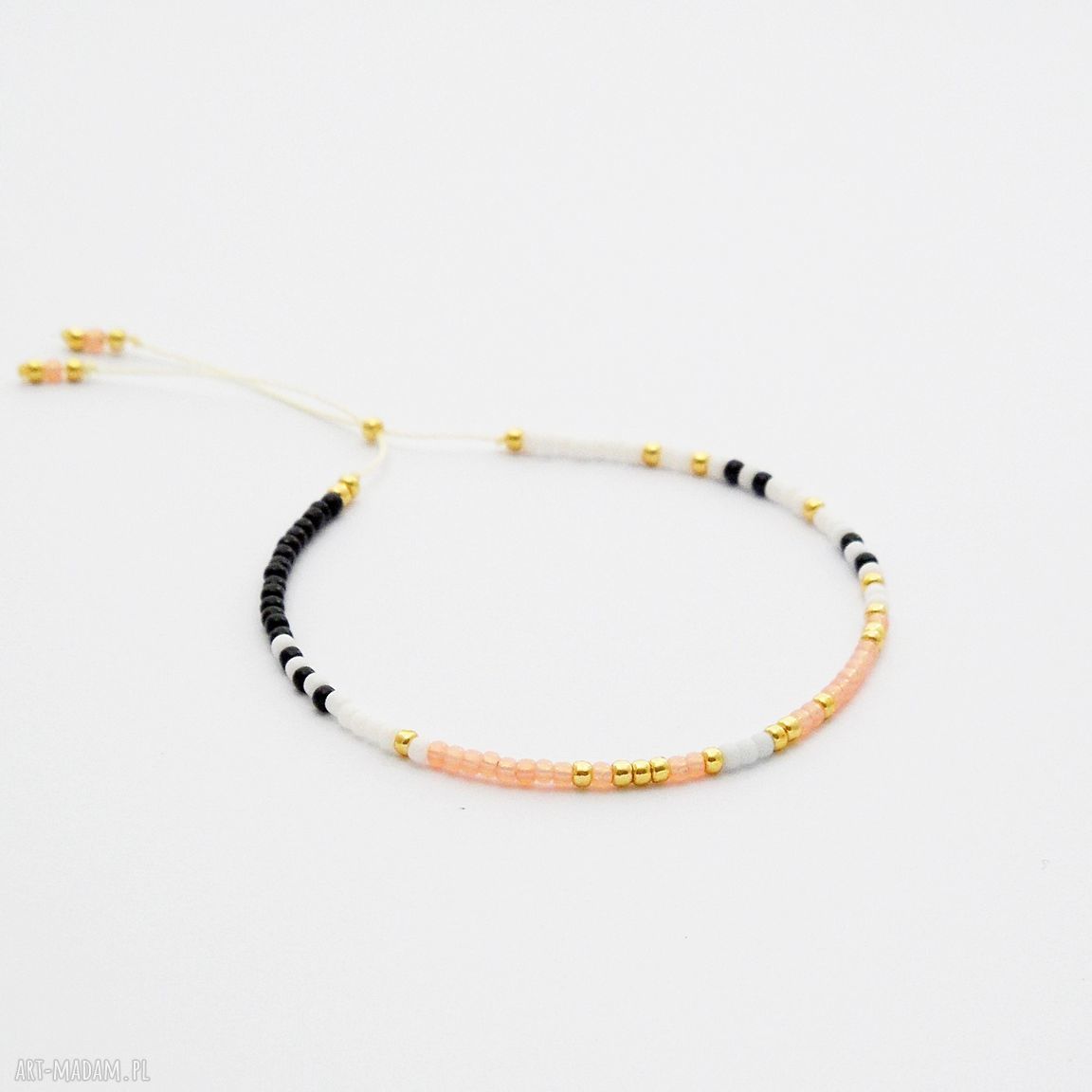 Bransoletka Minimal Dots - Peachy (koralikowa i regulowana)