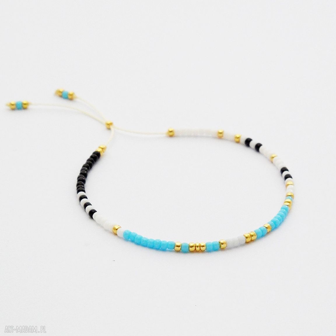 Bransoletka Minimal Dots - Light Blue - ręcznie robiona biżuteria koralikowa