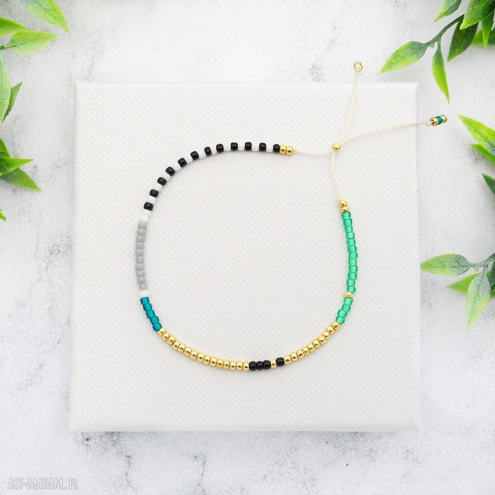 Bransoletka Minimal Dots Green and Blue - koralikowa, delikatna