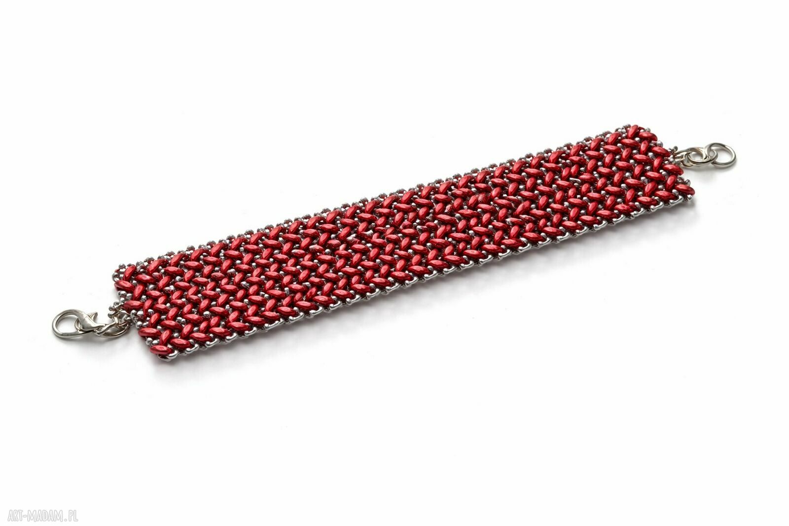 Bransoletka Mirror - unikatowa biżuteria boho z czerwonych koralików szklanych do 18 cm