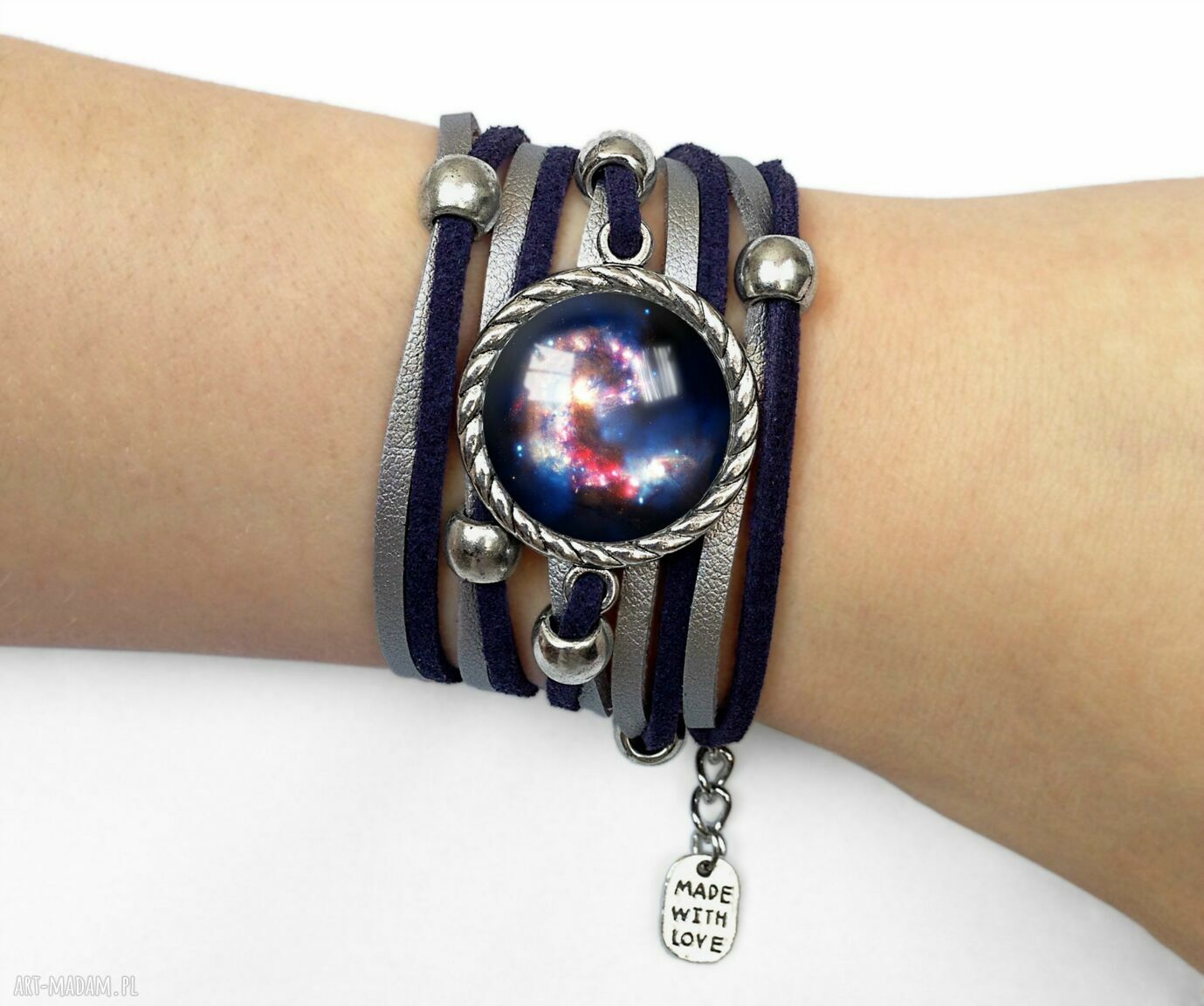 Bransoletka nebula zamszowa zawijana kosmos galaxy ręcznie