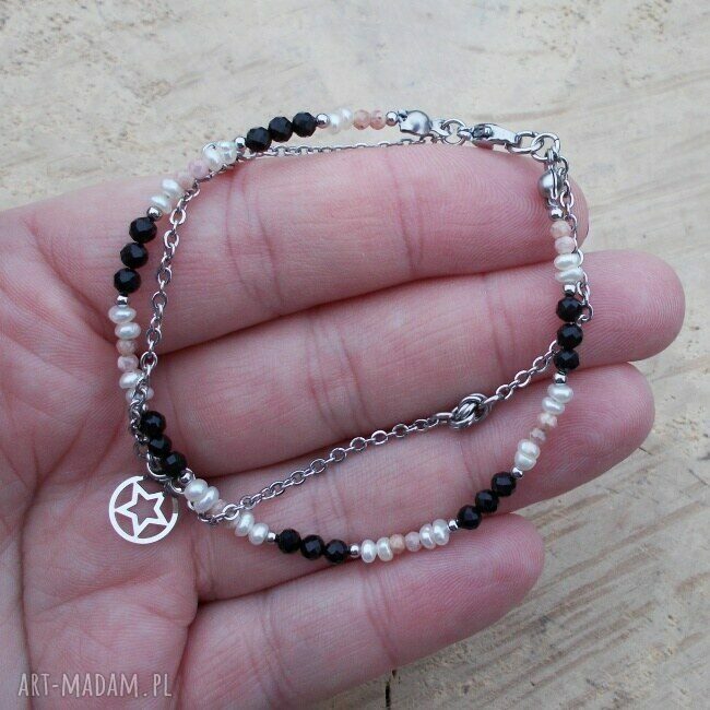 Pastelowa bransoletka z gwiazdką - ręczne wykonanie w technice chainmaille