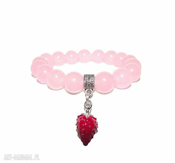 Poziomka ślicznym różu malina owoce róż kamienie bransoletka