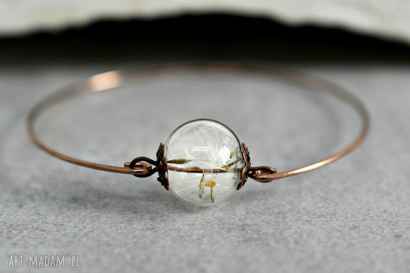 bransoletki: Bransoletka prawdziwe dmuchawce pozłacana różowym złotem Hand Made