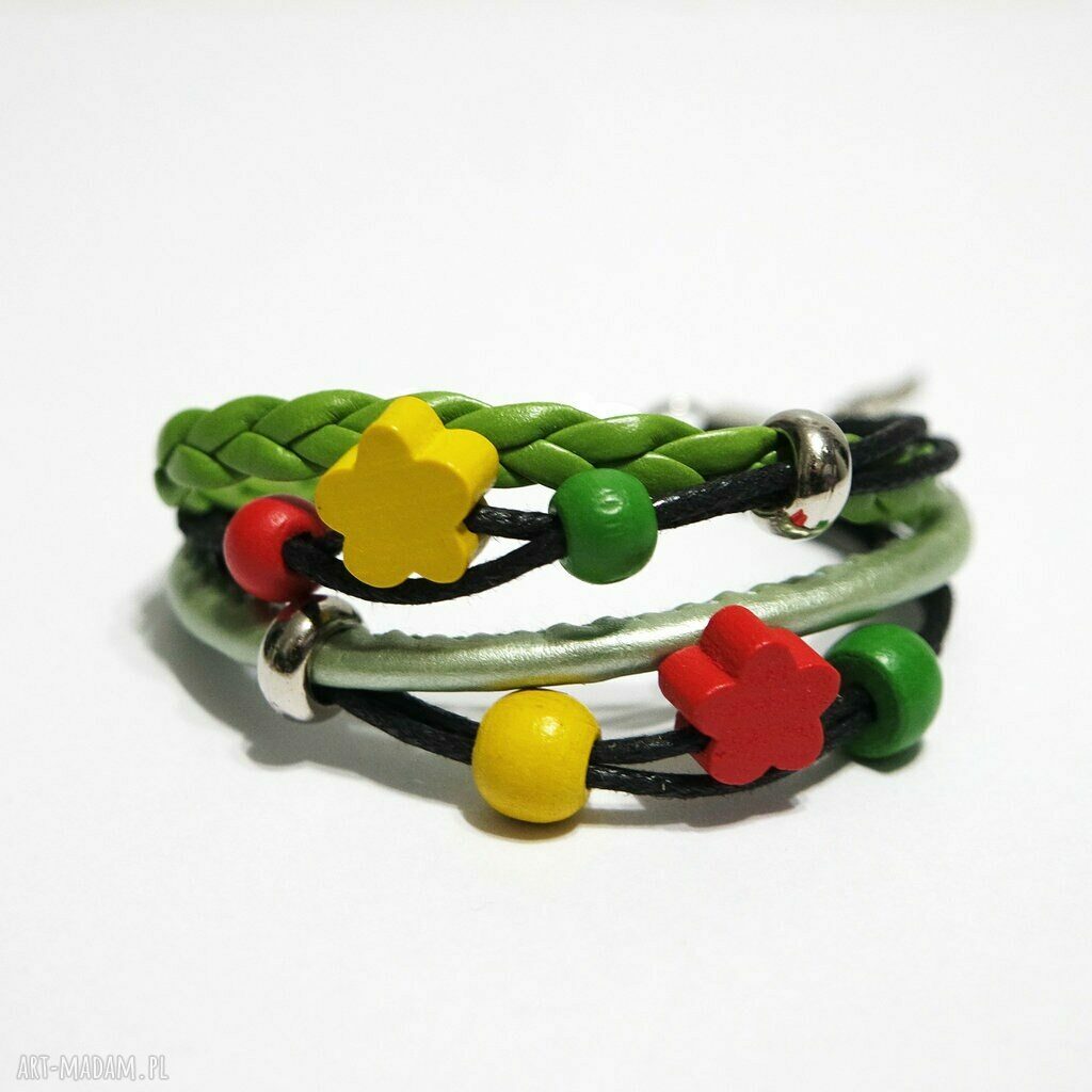 Bransoletka Rasta z kwiatami - handmade na prezent