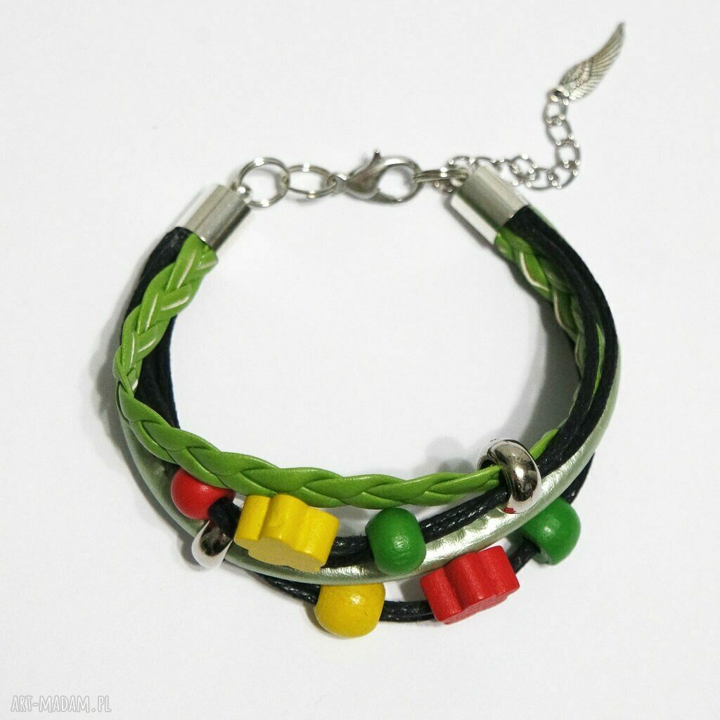 Bransoletka Rasta z kwiatami - handmade na prezent