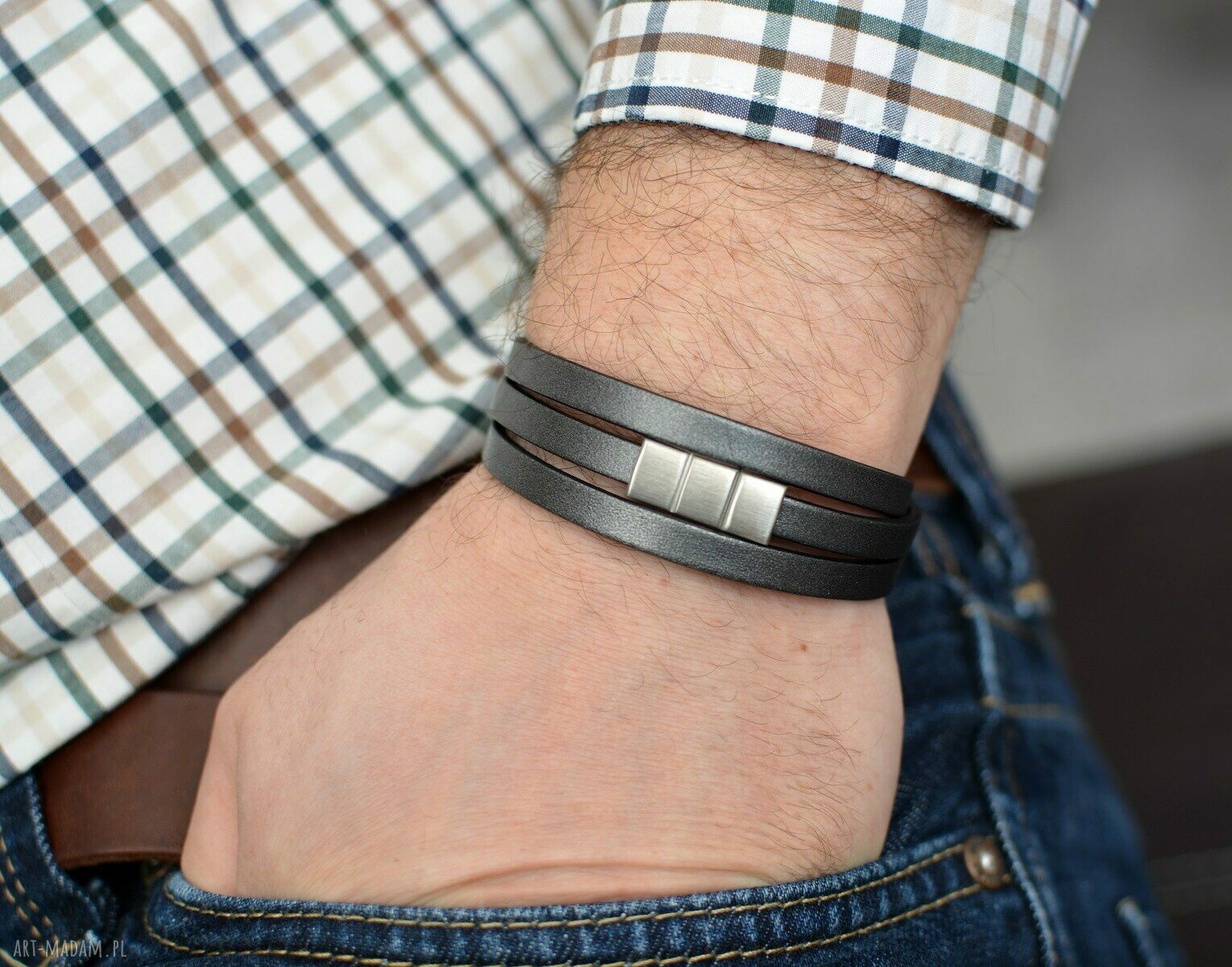 Bransoletka męska hombree triple satin steel graphite