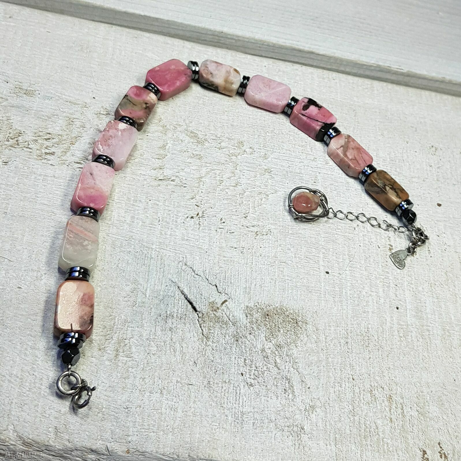 Bransoletka z rodochrozytu - handmade w srebrze