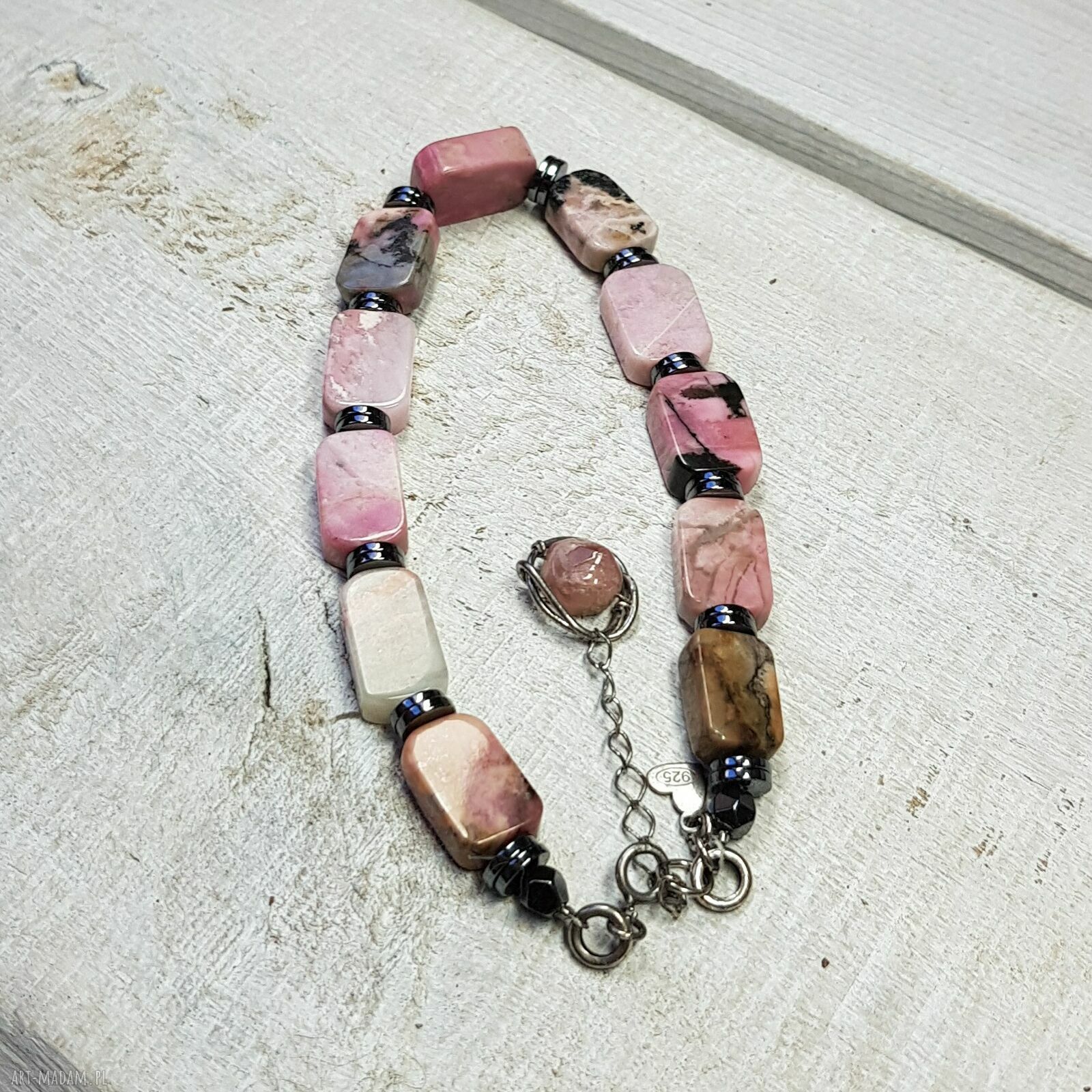Bransoletka z rodochrozytu - handmade w srebrze