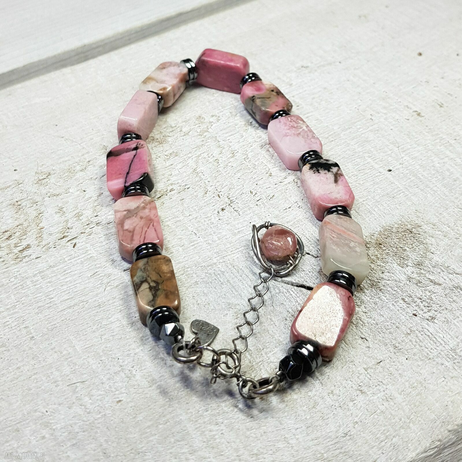 Bransoletka z rodochrozytu - handmade w srebrze