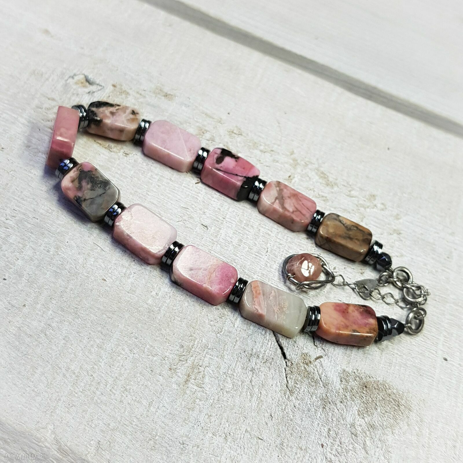 Bransoletka z rodochrozytu - handmade w srebrze