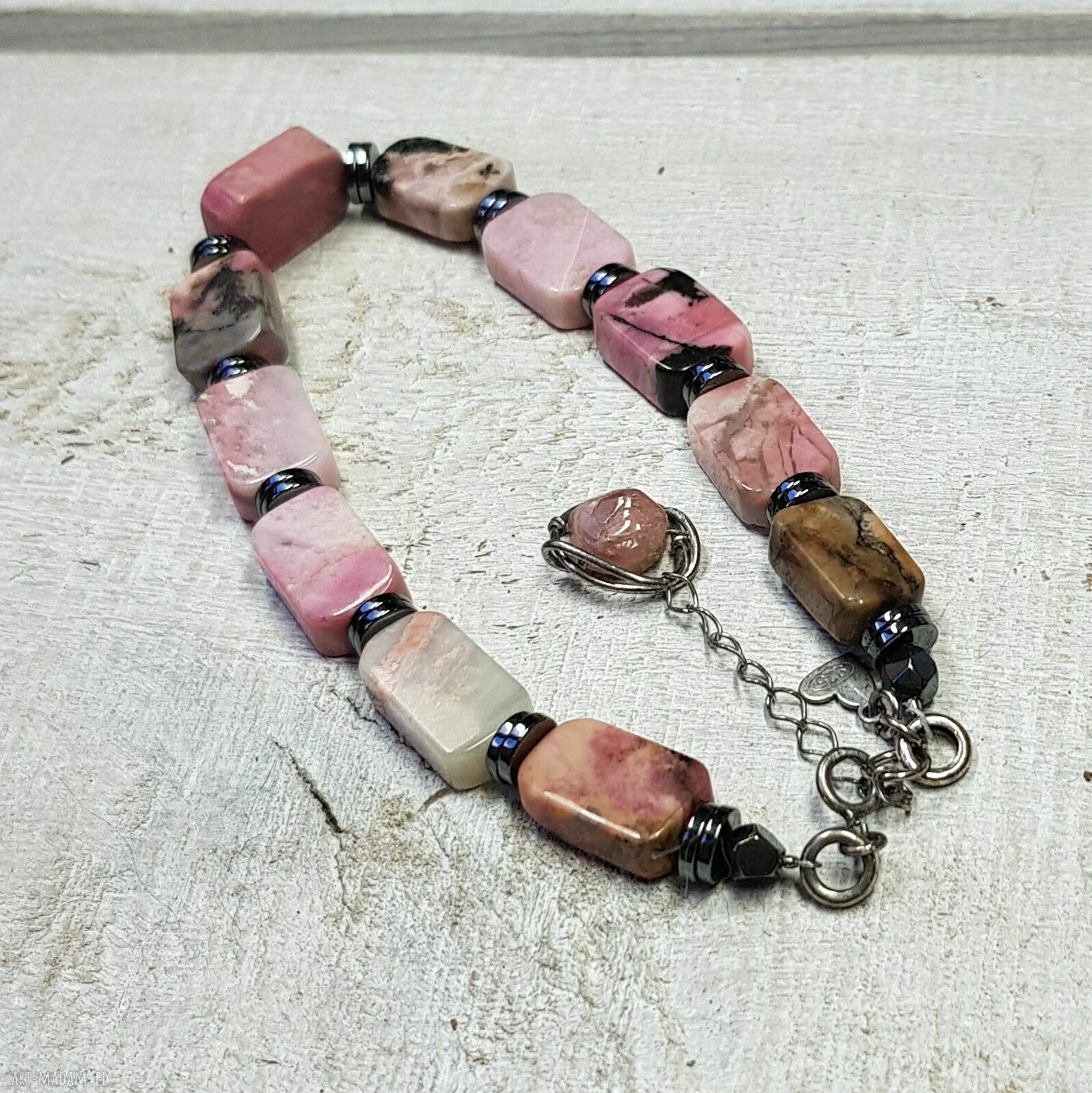 Bransoletka z rodochrozytu - handmade w srebrze