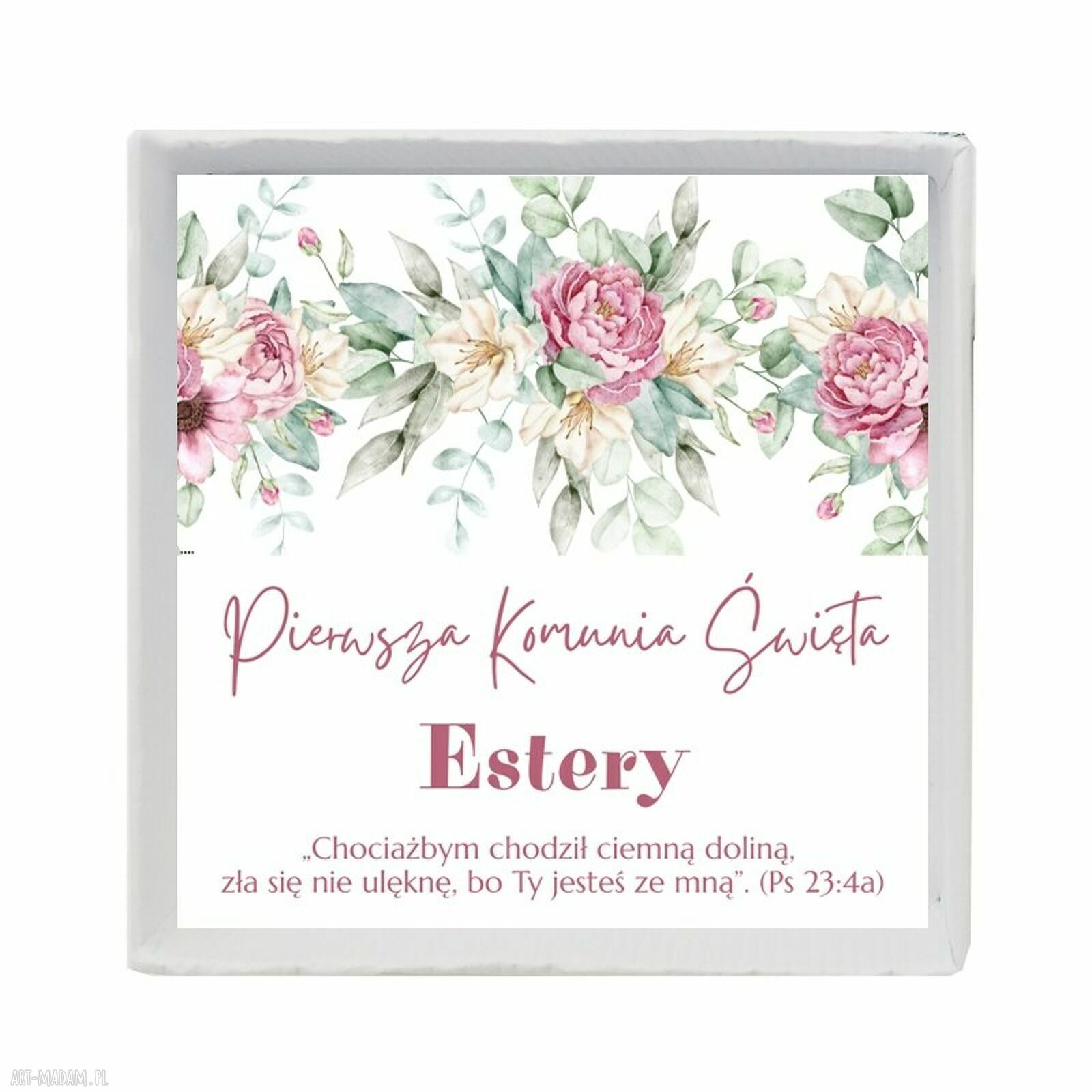 Bransoletka różaniec Opal personalizowana na Pierwszą Komunię Świętą