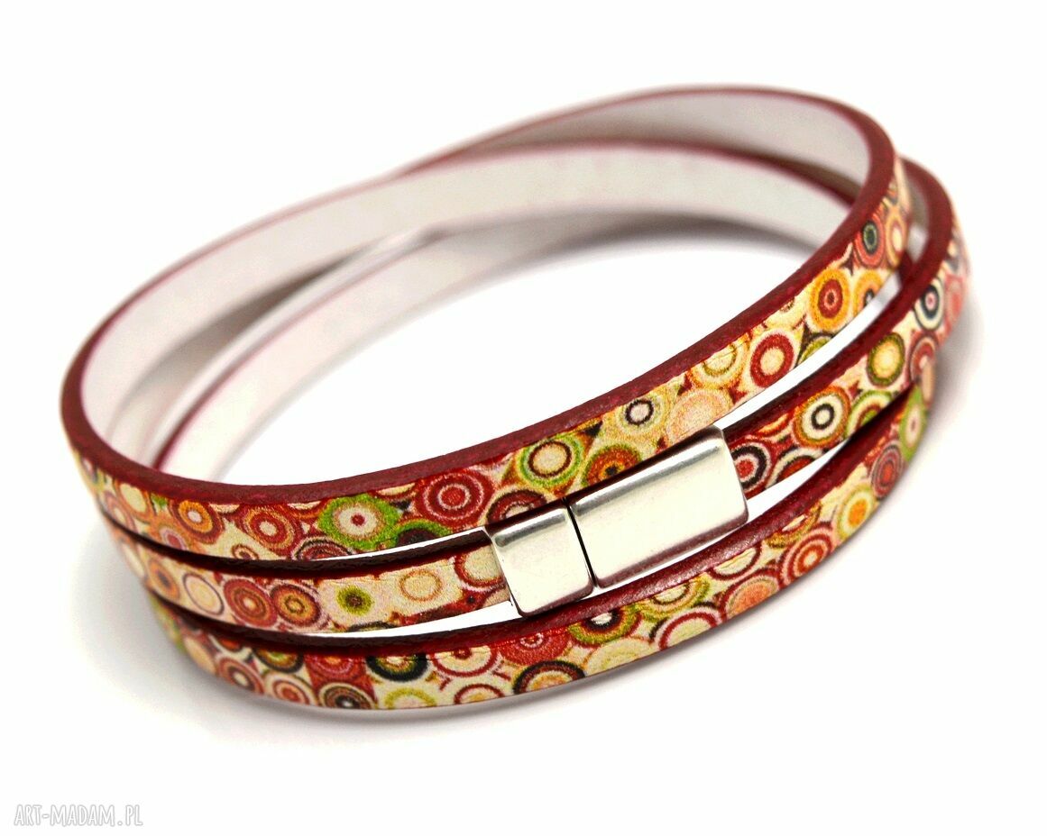 Skórzana bransoletka magnetyczna Beezoo Triple Circles - mozaik (potrójne owinięcie)