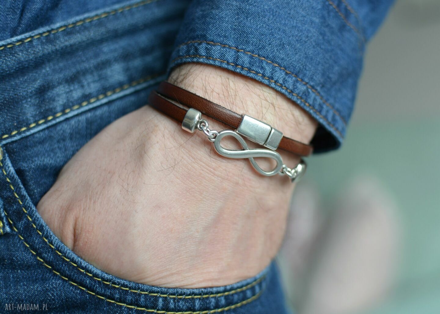 Bransoletka skórzana Double Infinity w kolorze brązowym