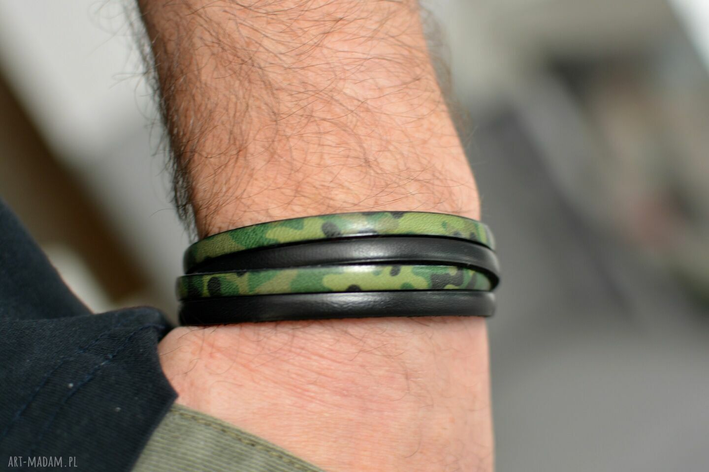 Bransoletka skórzana military duo moro - zapięcie magnetyczne