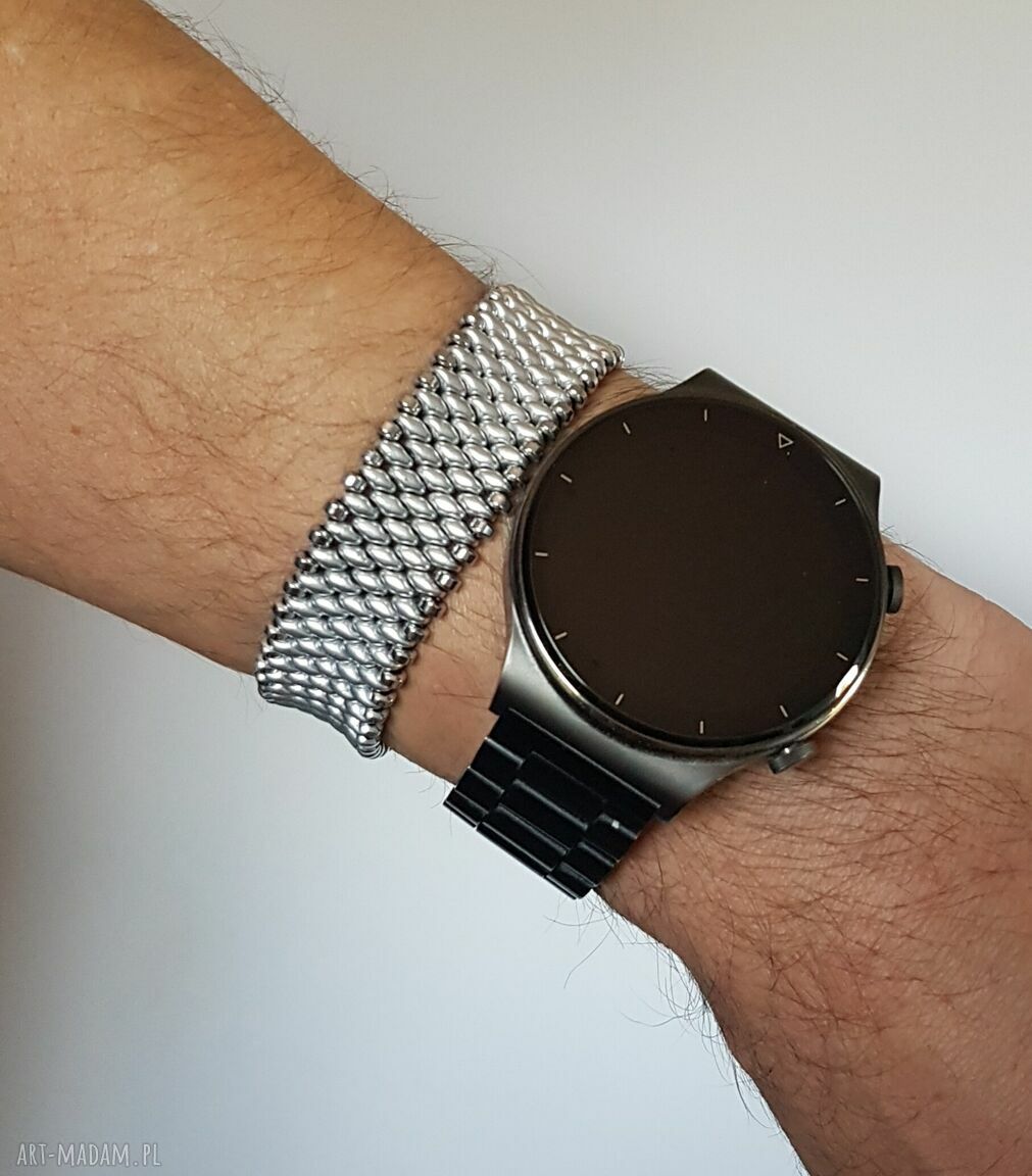 Bransoletka Sonik 2Unisex - srebrna koralikowa z hematytem