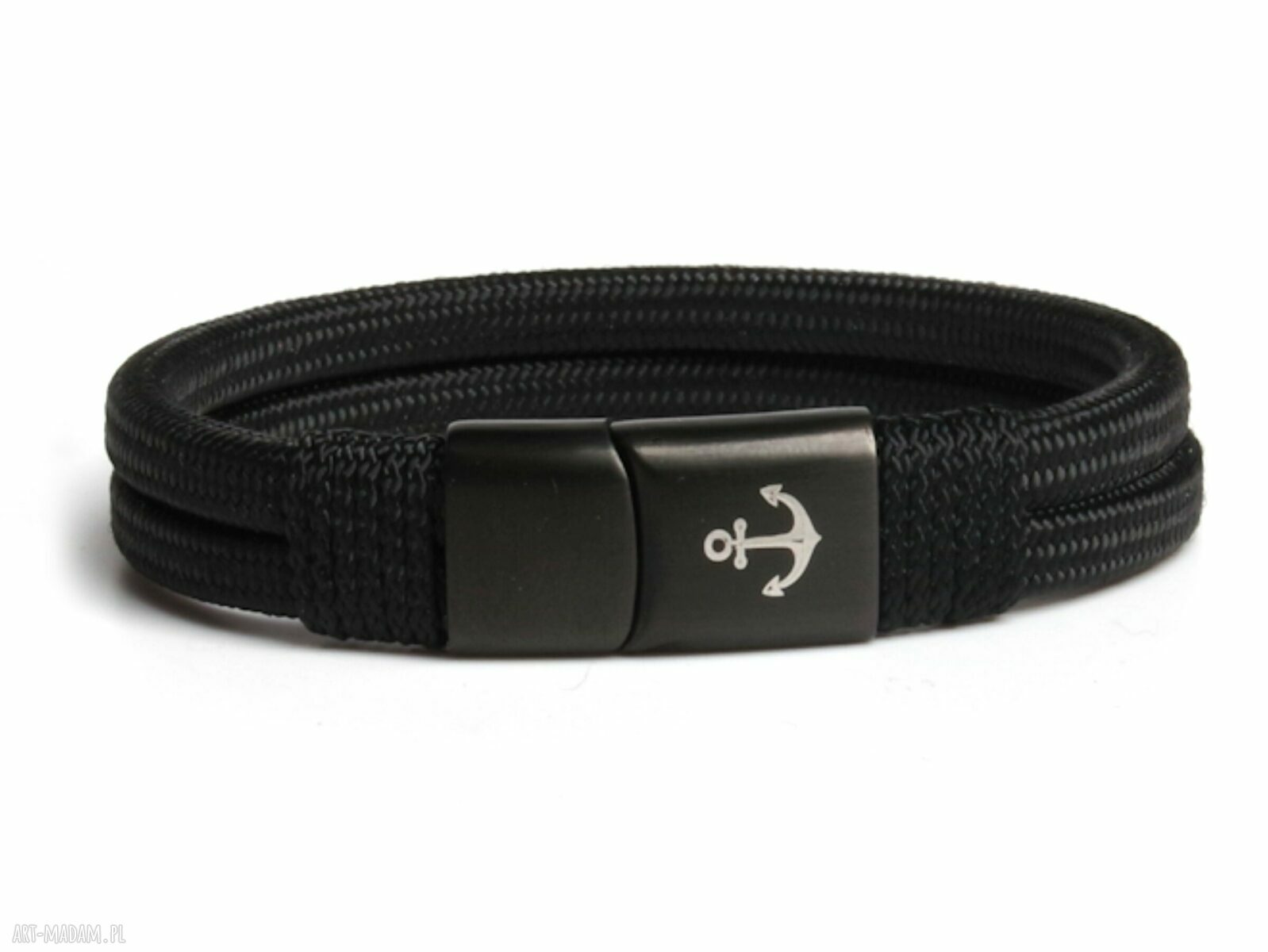 Męska bransoletka sportowa ArgentoMen - czarny paracord i zapięcie magnetyczne 316L
