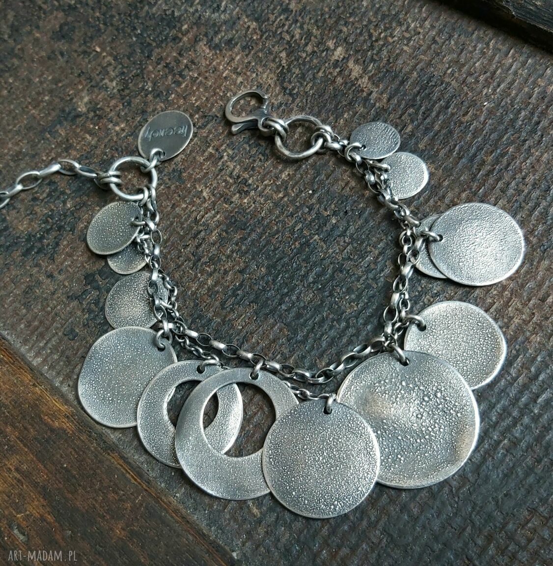 Bransoletka srebrna blaszki Handmade