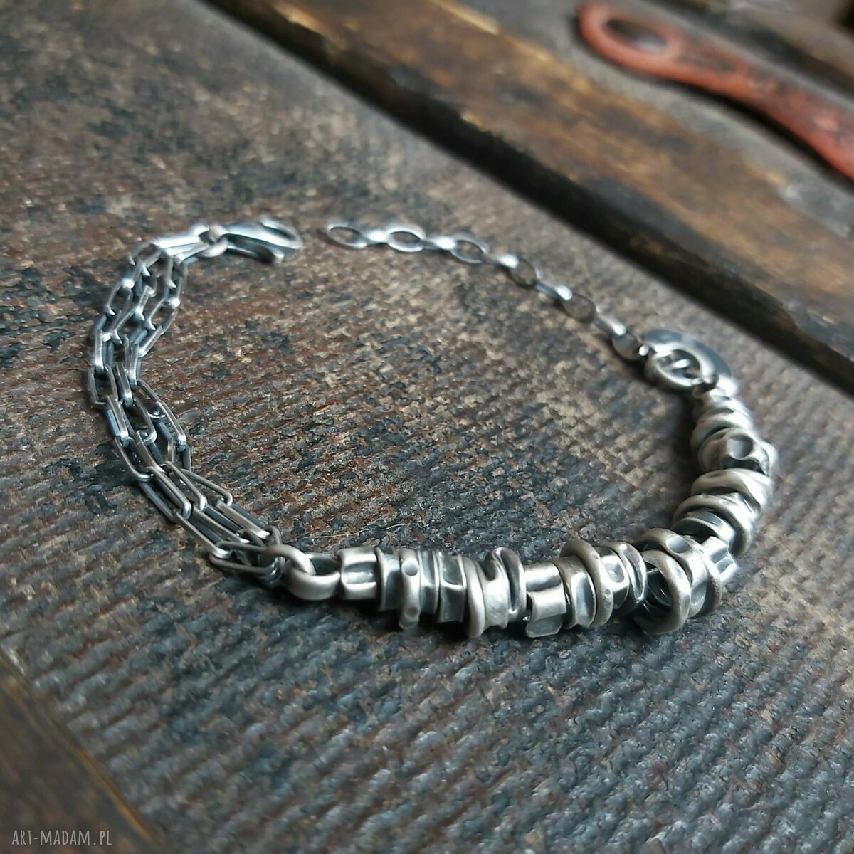 Bransoletka srebrna srebra handmade prezent oksydowane