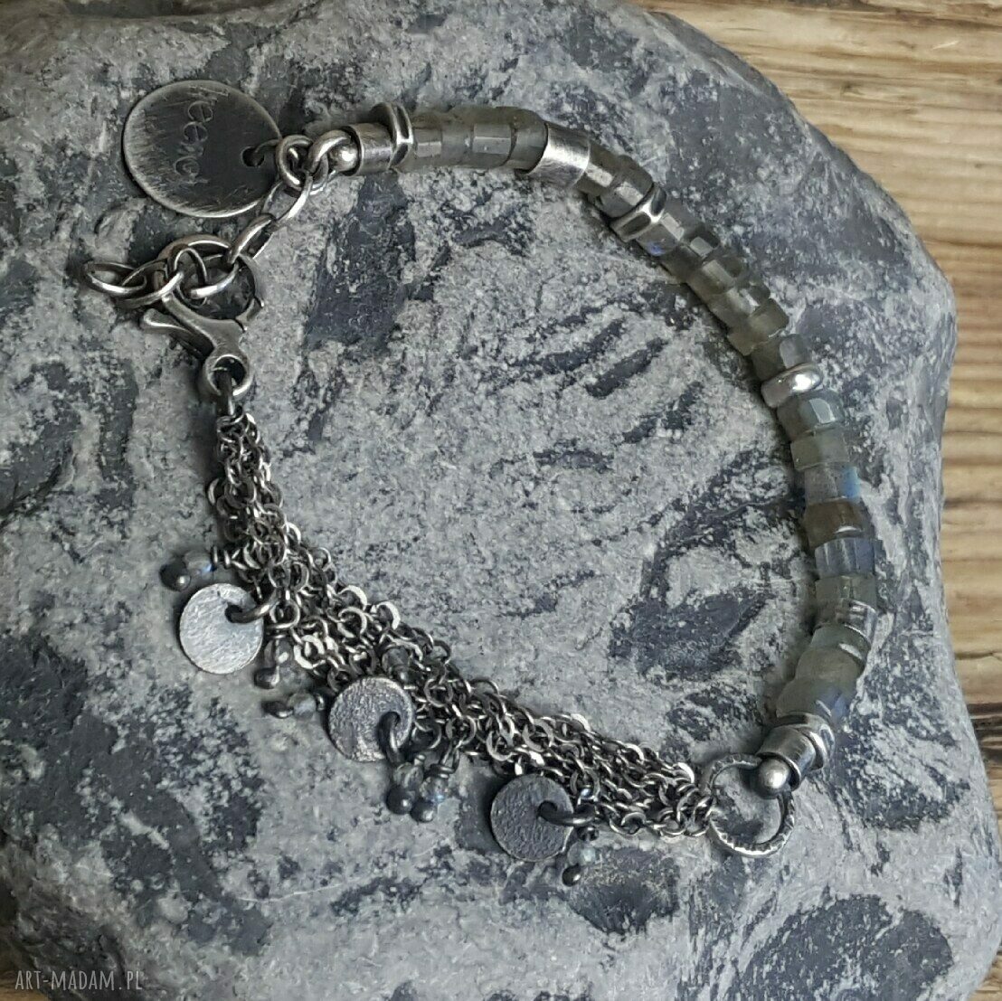 Bransoletka srebrna z labradorytami Handmade