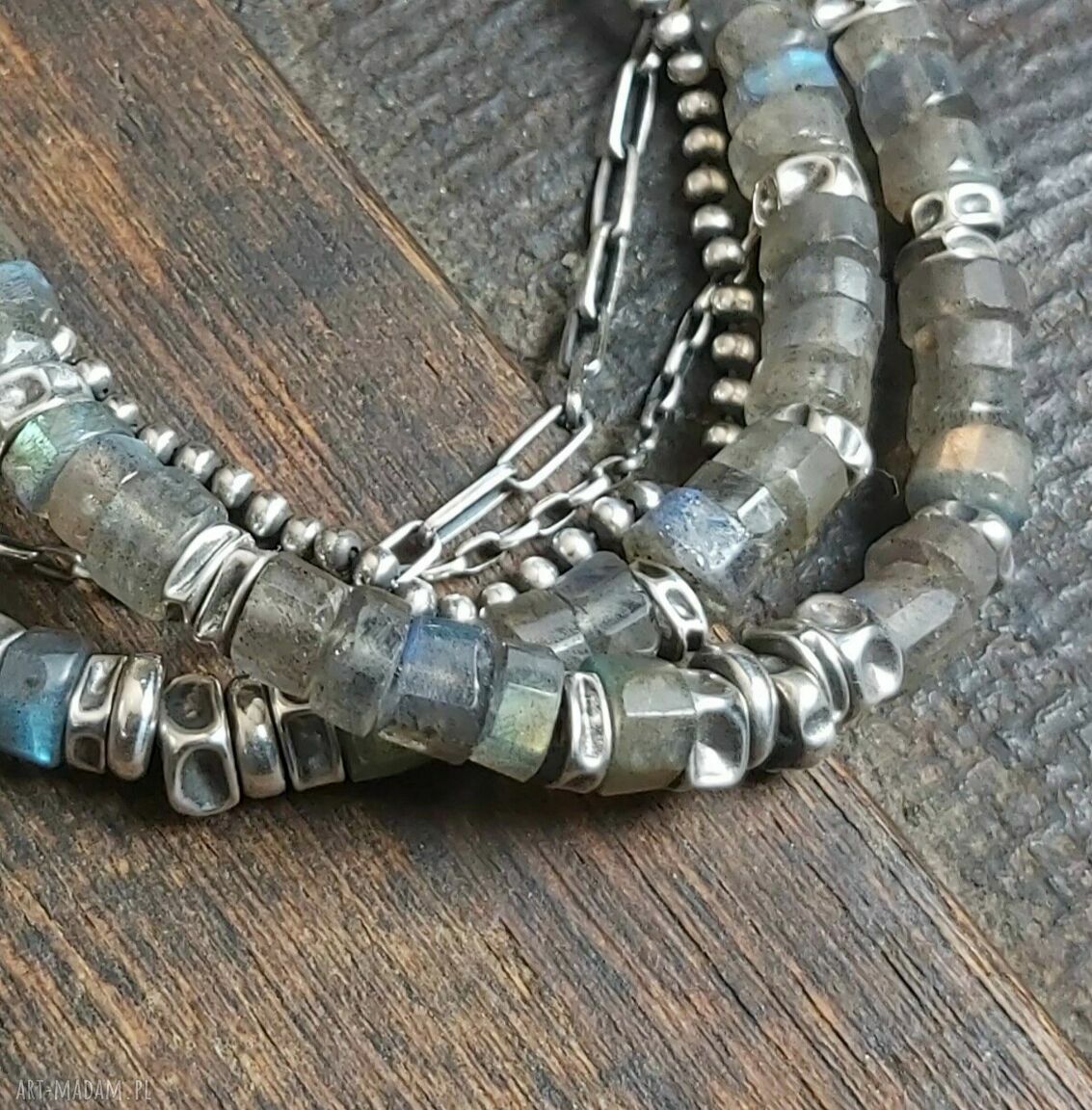 Bransoletka srebrna z labradorytami Hand Made