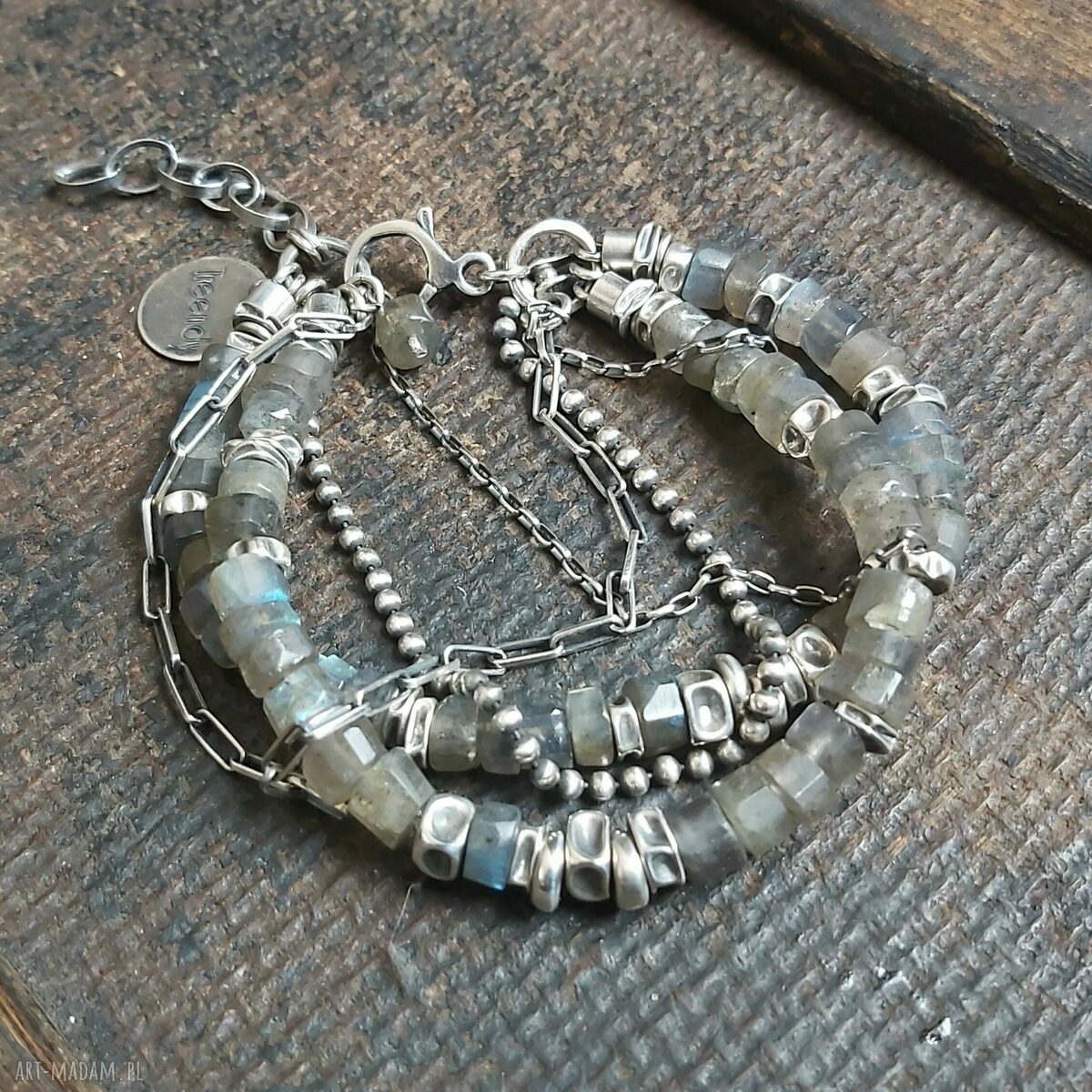 Bransoletka srebrna z labradorytami Hand Made