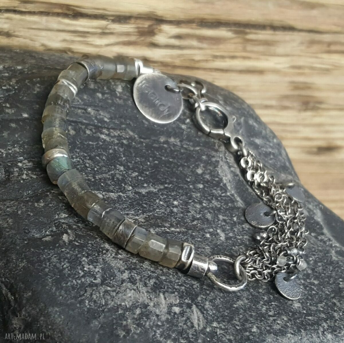 Bransoletka srebrna z labradorytami Handmade