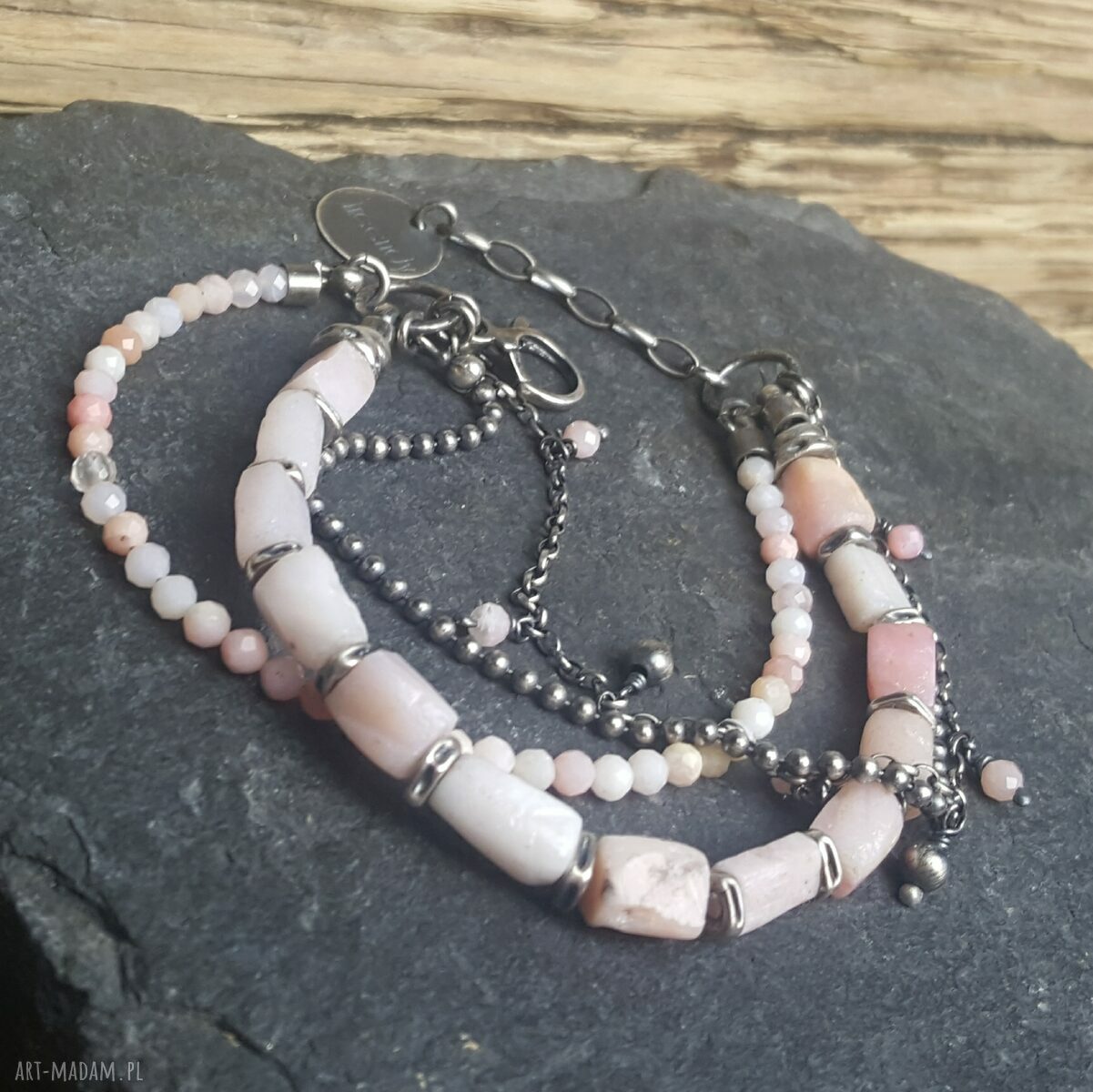 Bransoletka srebrna z opalem peruwiańskim handmade