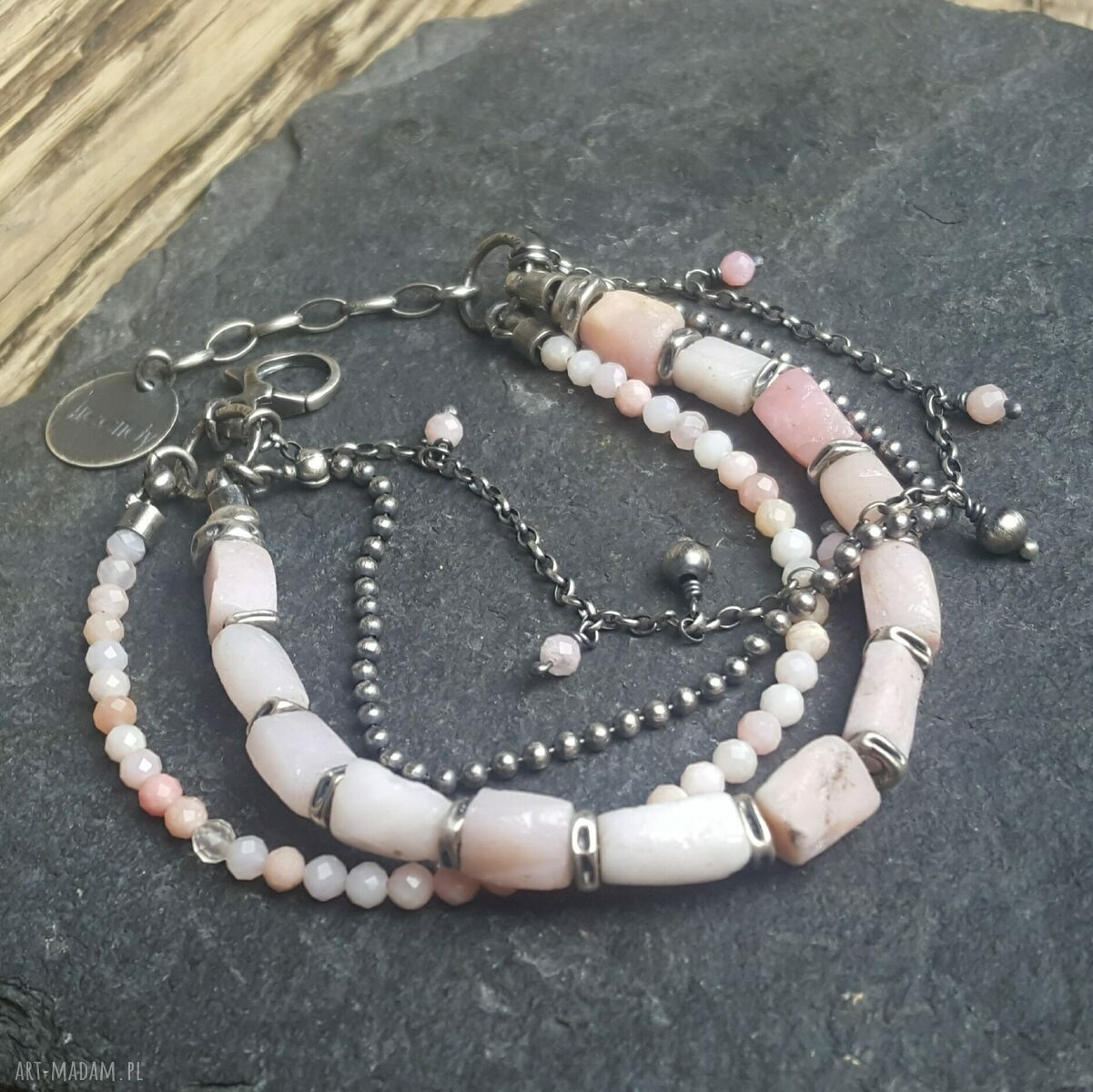 Bransoletka srebrna z opalem peruwiańskim handmade