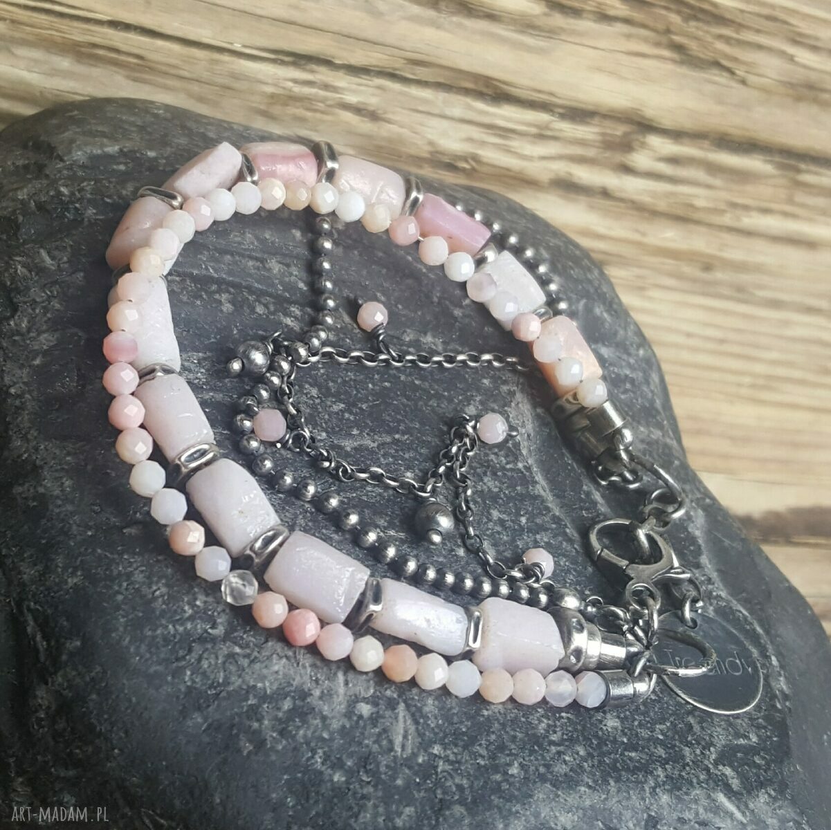 Bransoletka srebrna z opalem peruwiańskim handmade