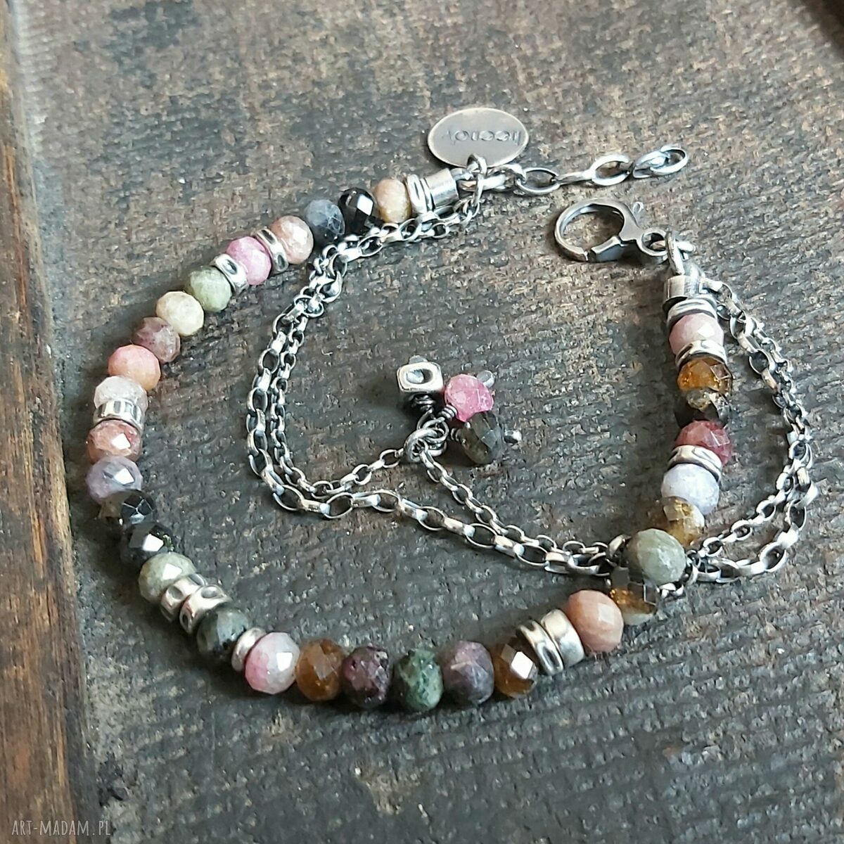 Bransoletka srebrna z turmalinami Hand Made