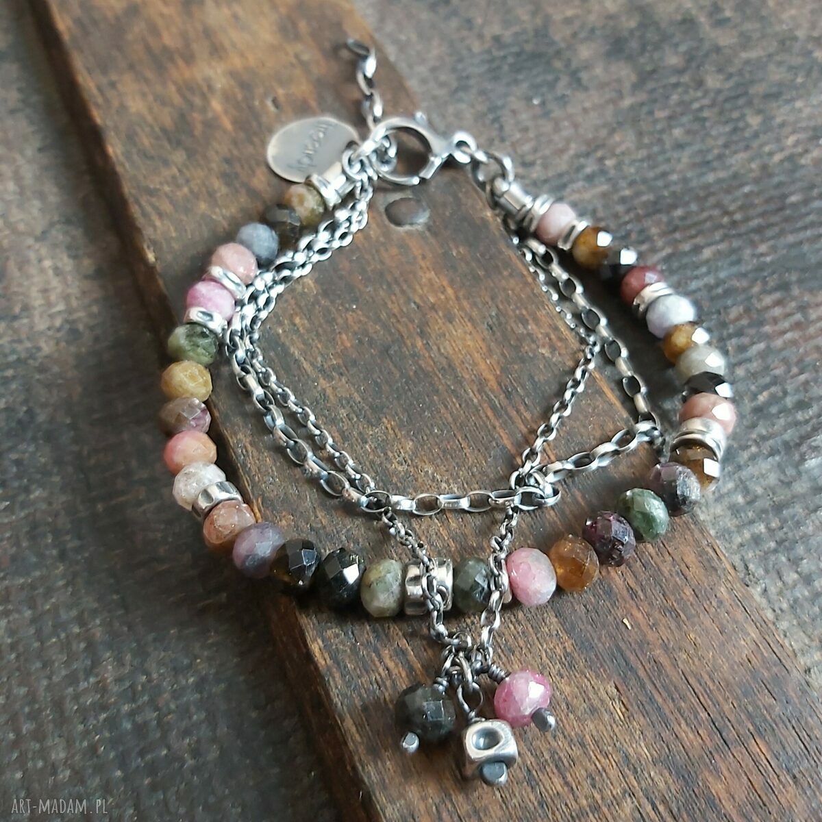 Bransoletka srebrna z turmalinami Hand Made