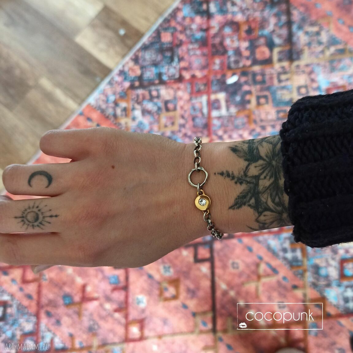 bransoletki: Bransoletka srebro, złoto, kryształ Swarovskiego. Autorskie