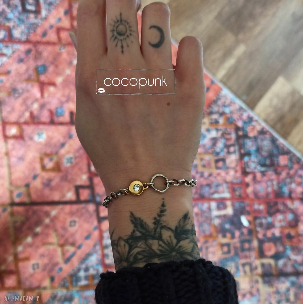 bransoletki: Bransoletka srebro, złoto, kryształ Swarovskiego. Autorskie