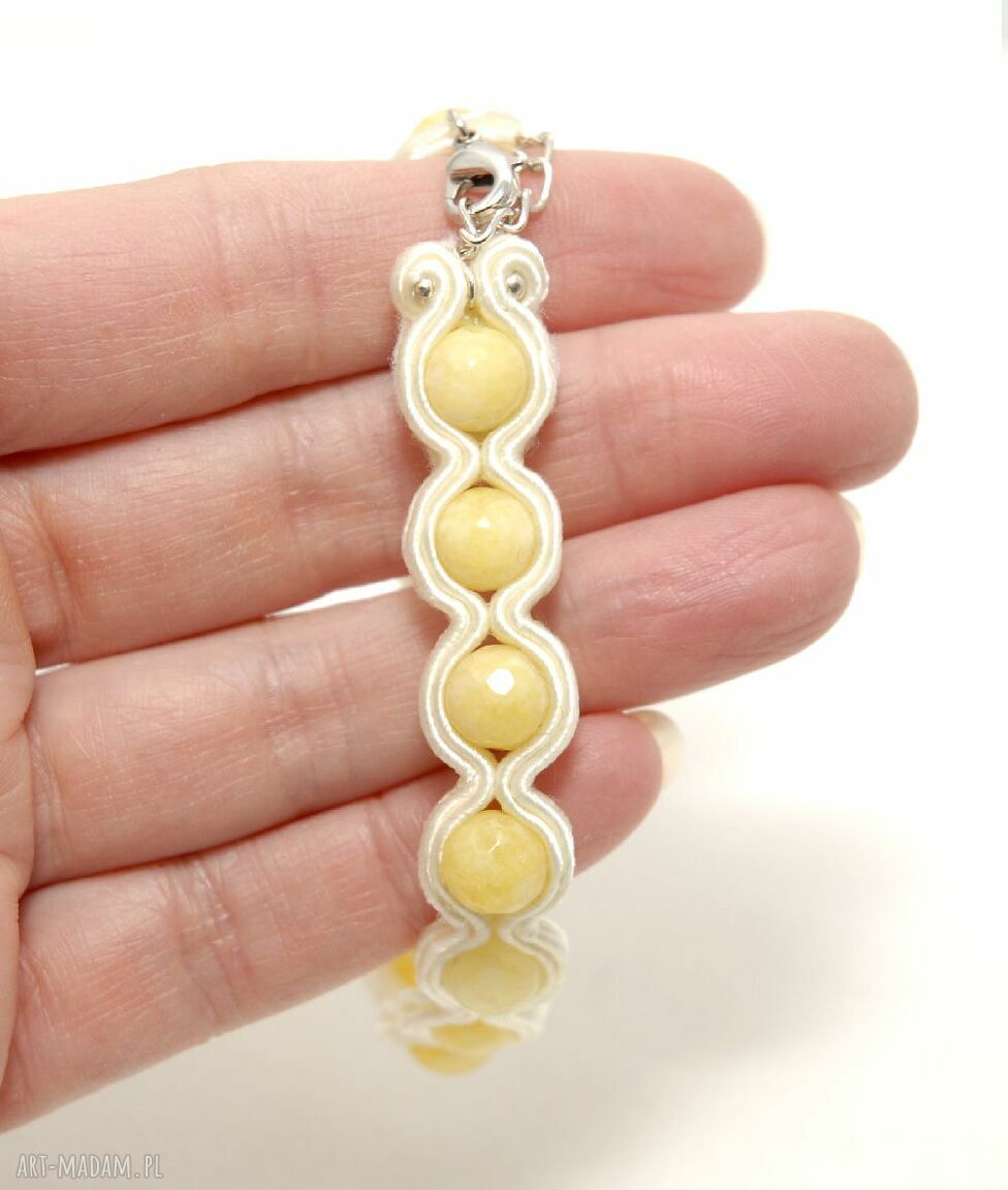 Bransoletka sutasz z jadeitami - elegancka biżuteria z haftem soutache