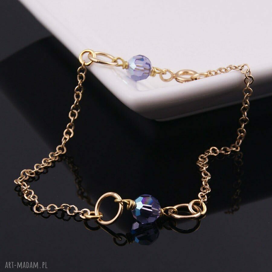 Bransoletka tanzanite delikatna pozłacane srebro swarovski bardzo