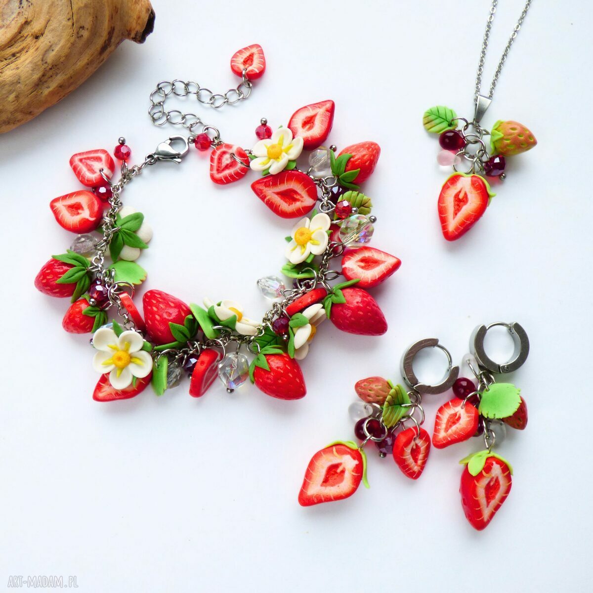 Bransoletka handmade „Truskawkowy Ogród”